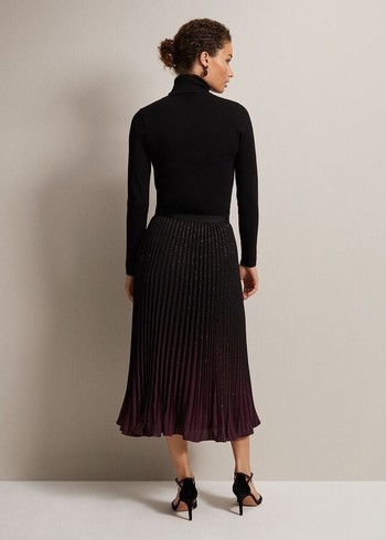 Phase Eight Estella Ombre Pleated Skirts Black/Multicolor Australia | TW0851324